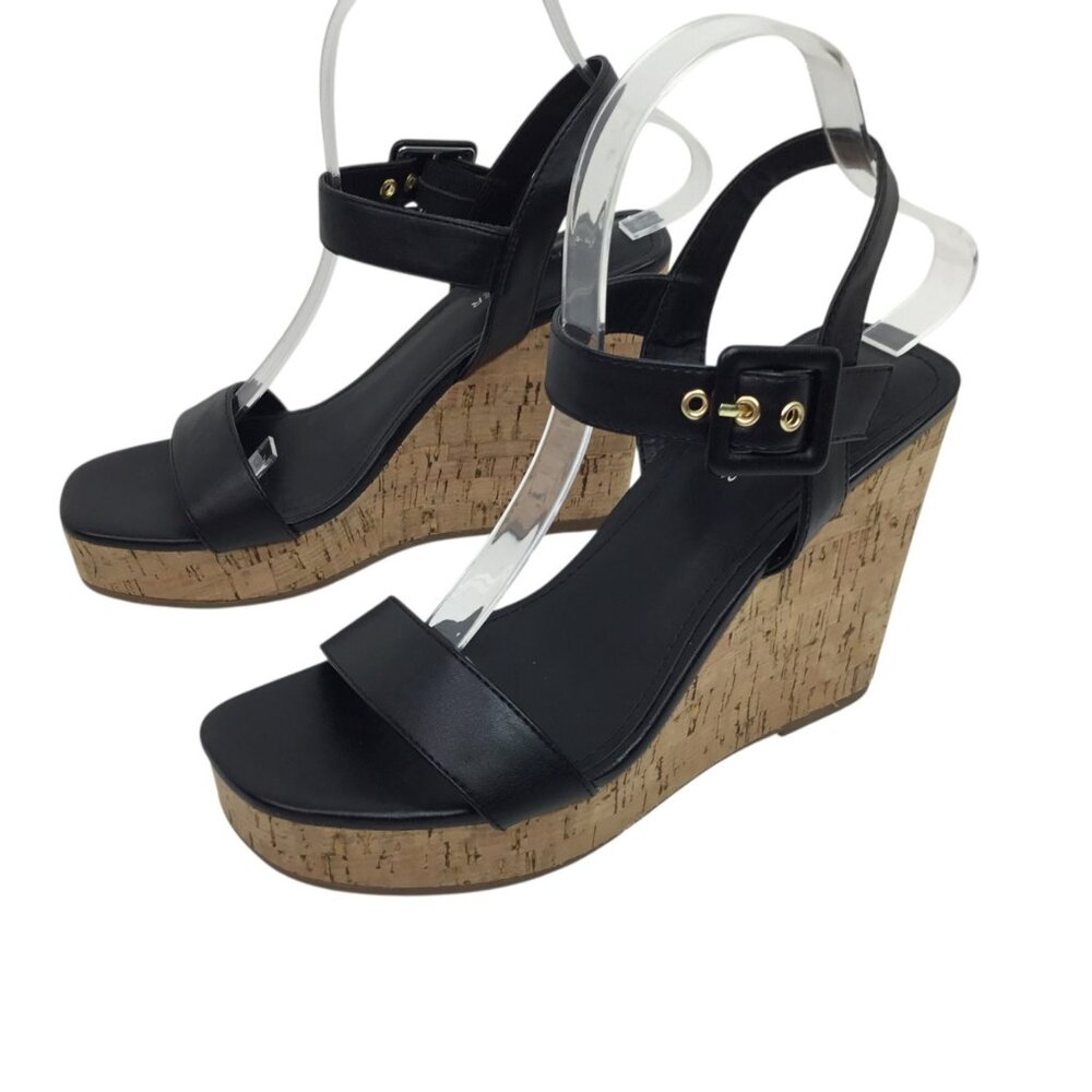 Marc Fisher Zane Womens 7.5M Open Toe Cork Wedge Platform Sandals